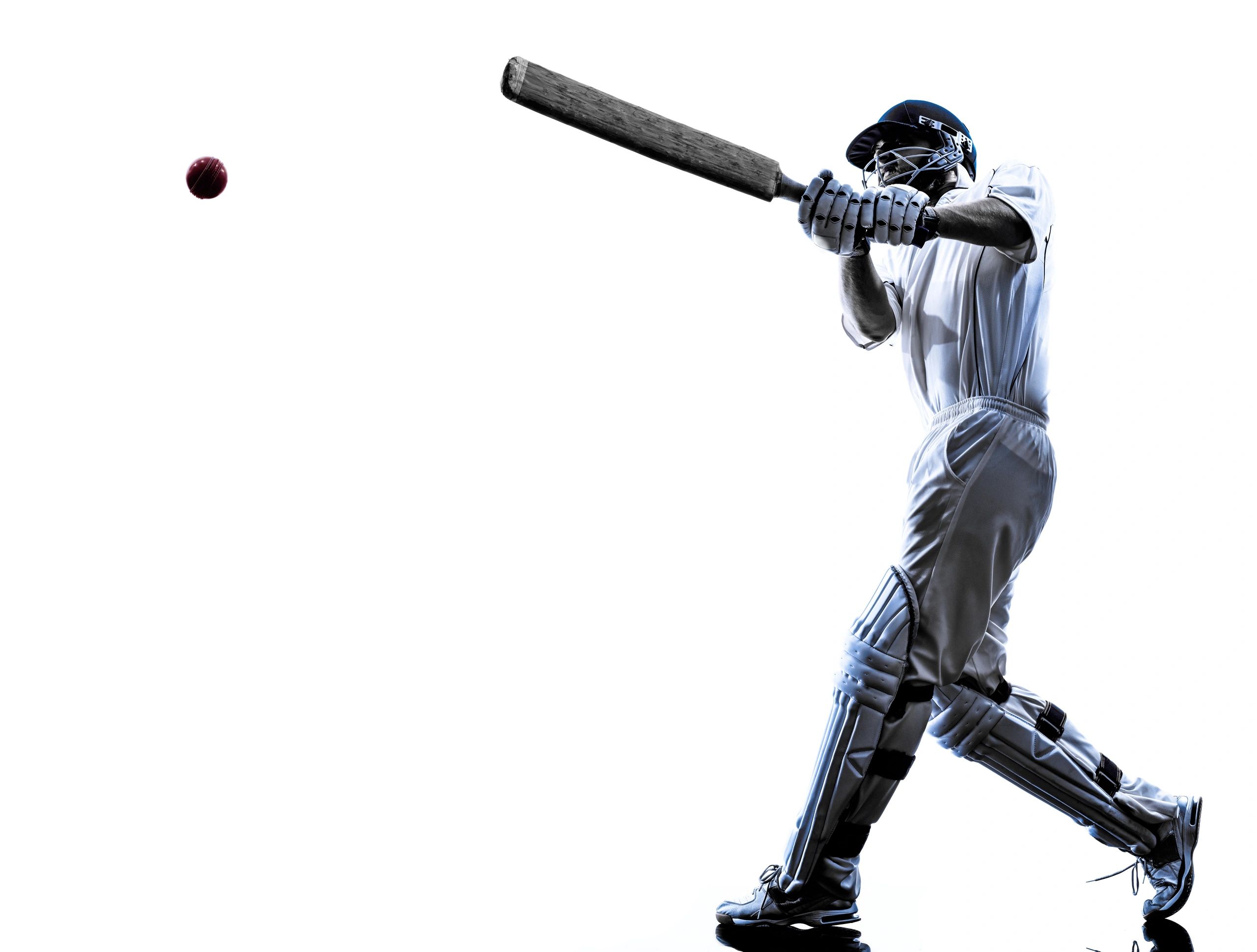 Silhouette of a cricket batter in action